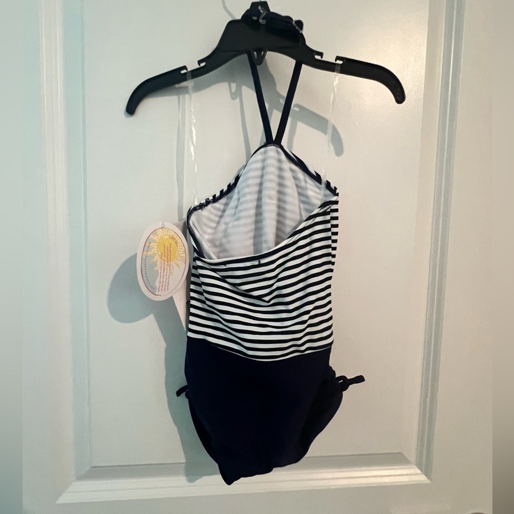 NWT Kate Mack Toddler Navy Stripes with Flowers One Piece Swimsuit, 4 - Picture 5 of 6
